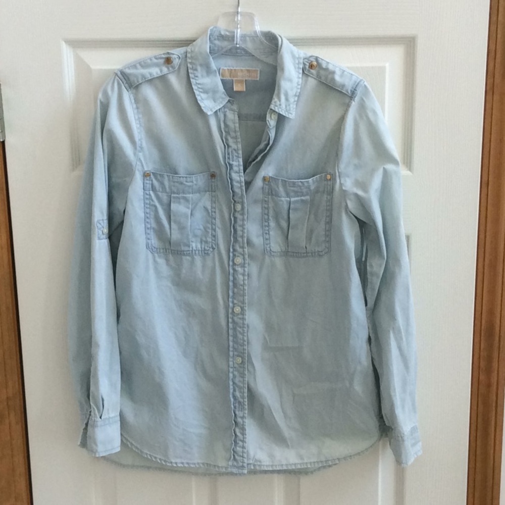 MICHAEL Michael Kors Light Denim Wash Shirt- Small - Picture 16 of 16